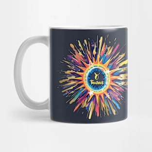 Taurus zodiac astrology bull hippie messy paint splatter Mug